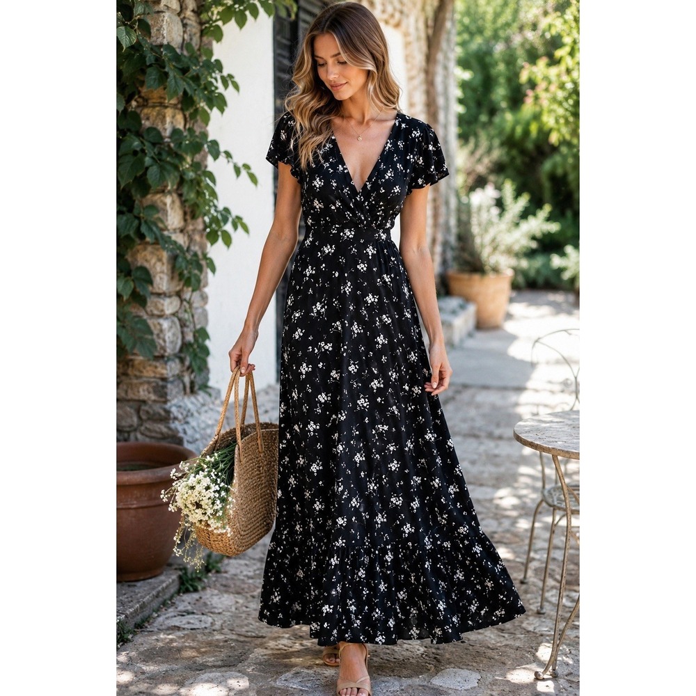 Gilli Black Floral Maxi Dress